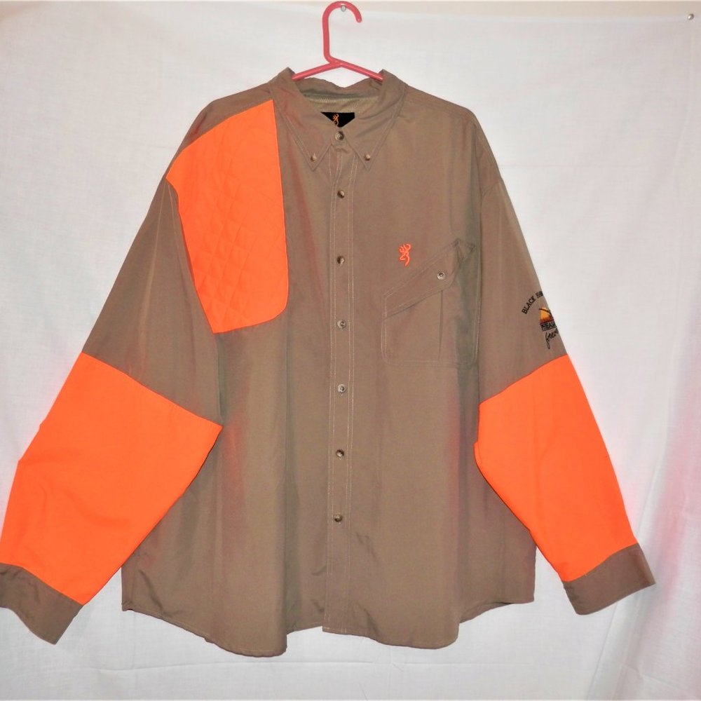 Browning 2X Mens Right Recoil Pad Shooting Shirt Long Sleeve Button